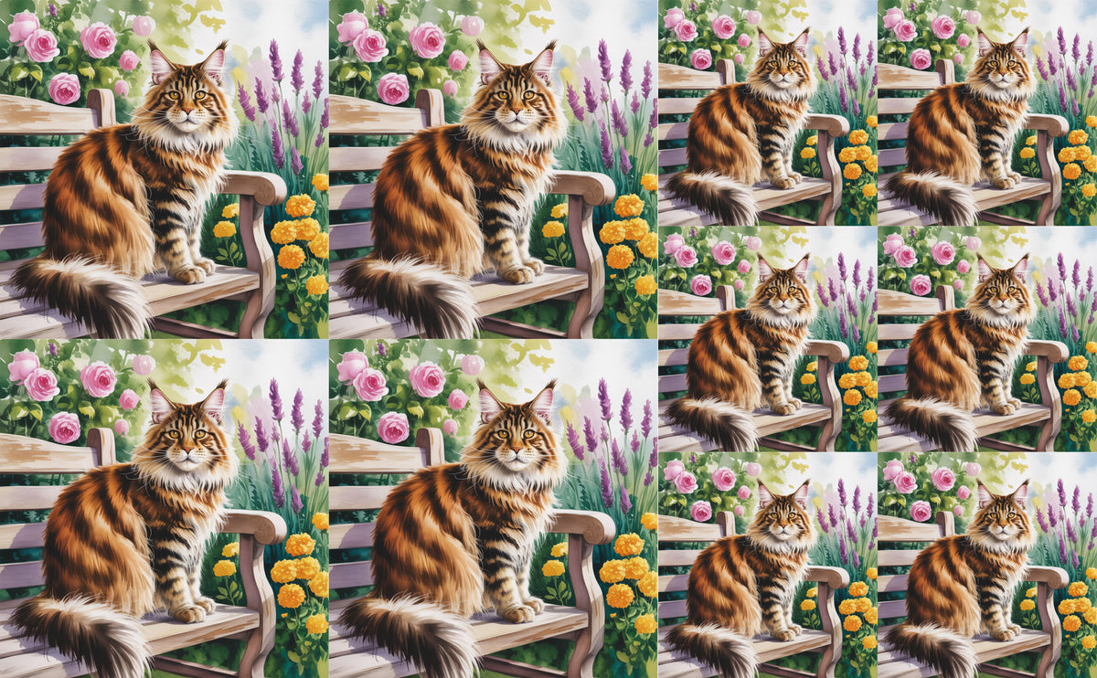 DecoCraft - Scenic Tiles Series - Watercolor Pets - Maine Coon