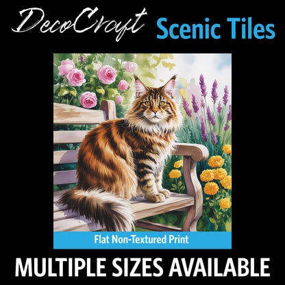 DecoCraft - Scenic Tiles Series - Watercolor Pets - Maine Coon