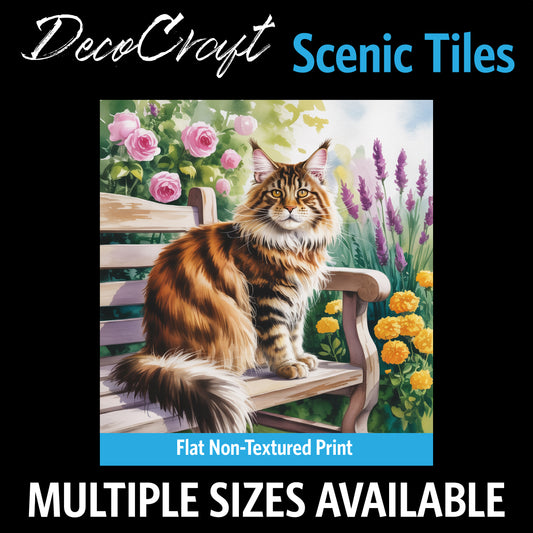 DecoCraft - Scenic Tiles Series - Watercolor Pets - Maine Coon
