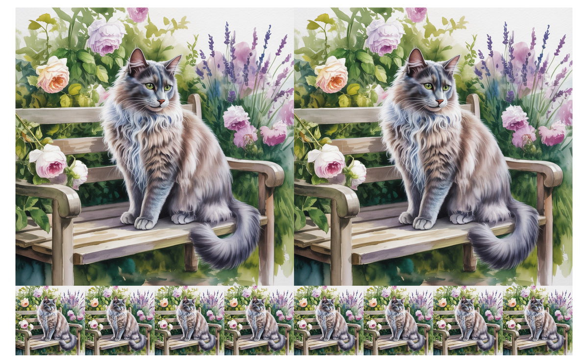 DecoCraft - Scenic Tiles Series - Watercolor Pets - Nebelung