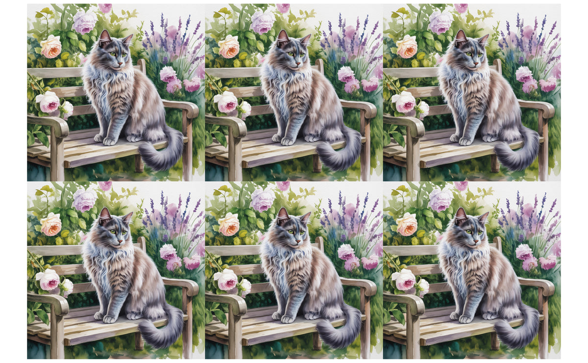 DecoCraft - Scenic Tiles Series - Watercolor Pets - Nebelung
