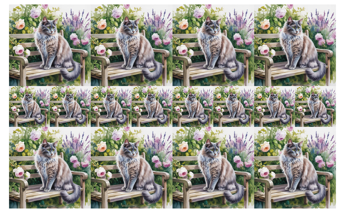 DecoCraft - Scenic Tiles Series - Watercolor Pets - Nebelung