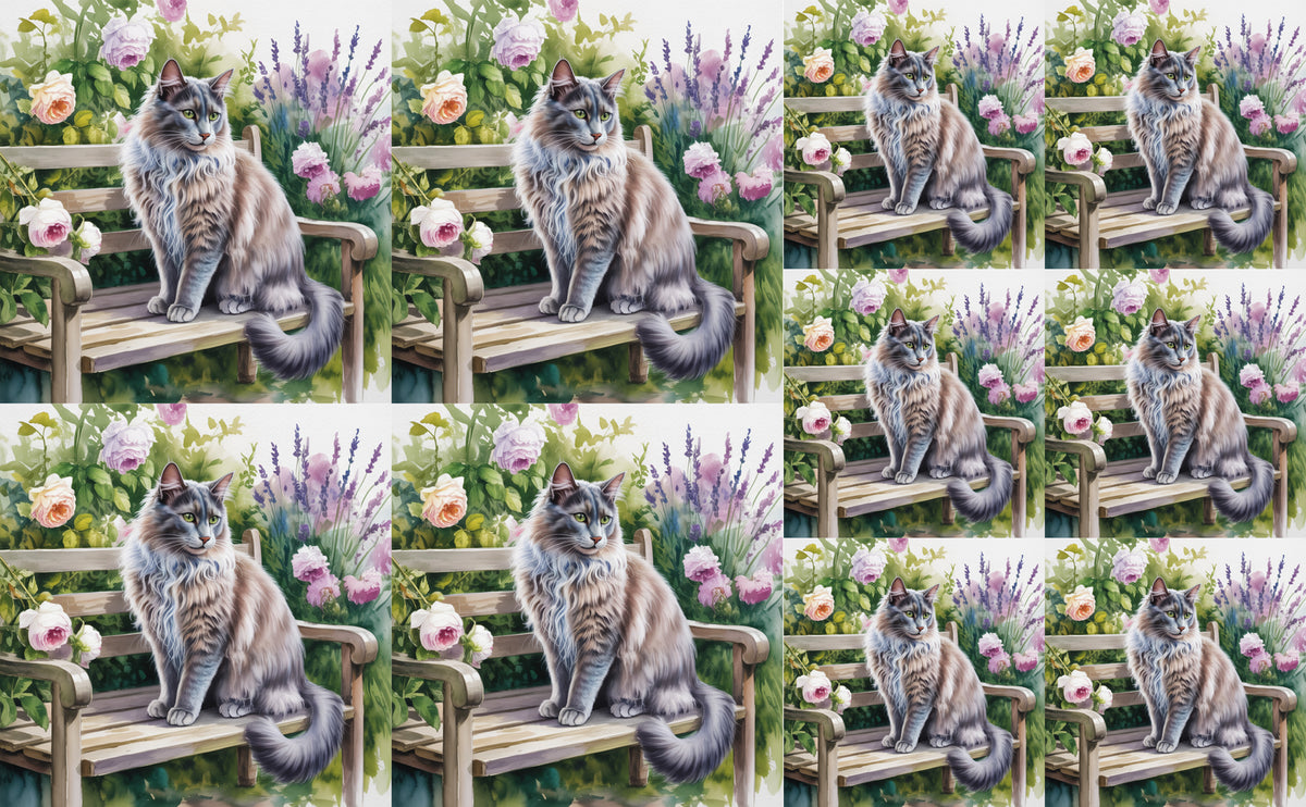 DecoCraft - Scenic Tiles Series - Watercolor Pets - Nebelung