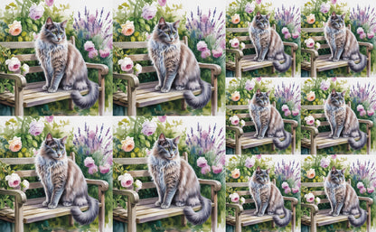 DecoCraft - Scenic Tiles Series - Watercolor Pets - Nebelung
