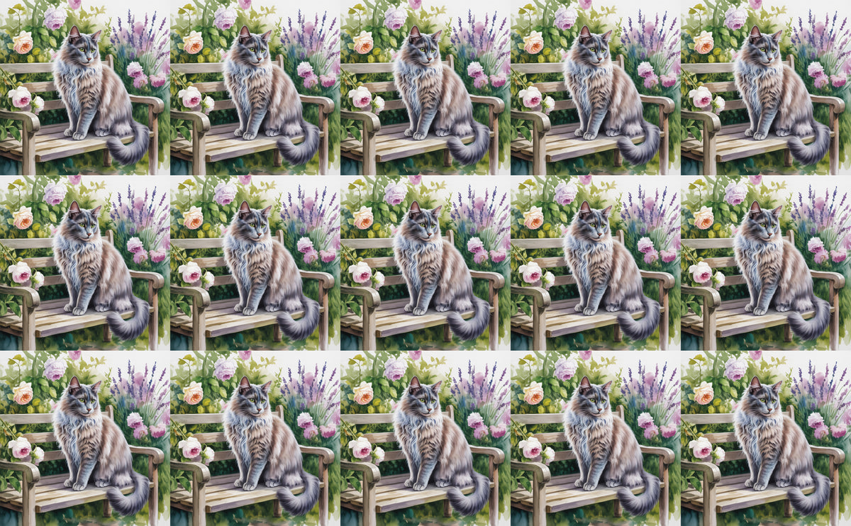 DecoCraft - Scenic Tiles Series - Watercolor Pets - Nebelung