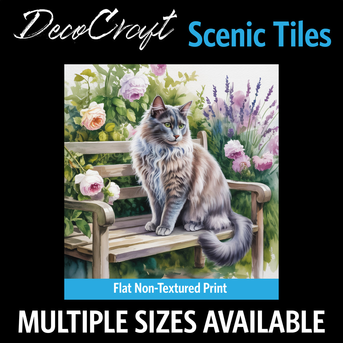 DecoCraft - Scenic Tiles Series - Watercolor Pets - Nebelung