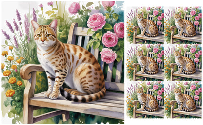 DecoCraft - Scenic Tiles Series - Watercolor Pets - Ocicat