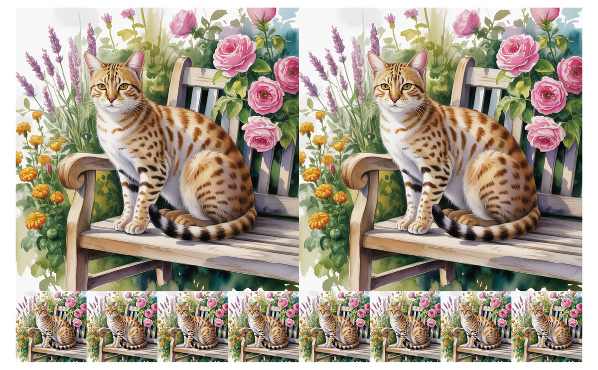 DecoCraft - Scenic Tiles Series - Watercolor Pets - Ocicat