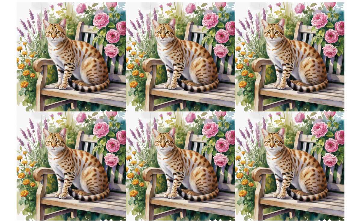DecoCraft - Scenic Tiles Series - Watercolor Pets - Ocicat