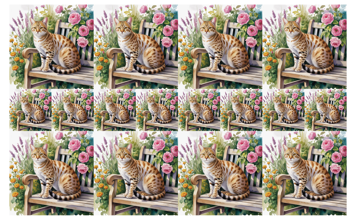 DecoCraft - Scenic Tiles Series - Watercolor Pets - Ocicat