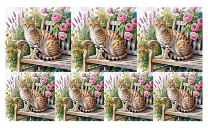 DecoCraft - Scenic Tiles Series - Watercolor Pets - Ocicat