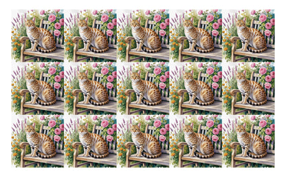 DecoCraft - Scenic Tiles Series - Watercolor Pets - Ocicat