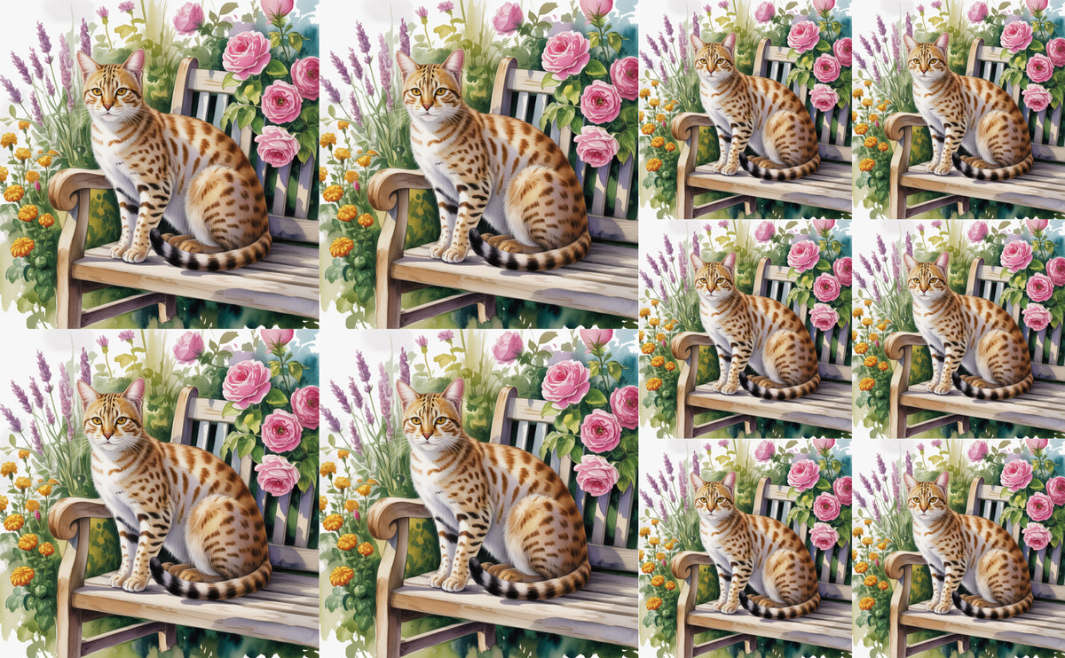 DecoCraft - Scenic Tiles Series - Watercolor Pets - Ocicat