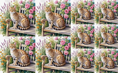 DecoCraft - Scenic Tiles Series - Watercolor Pets - Ocicat