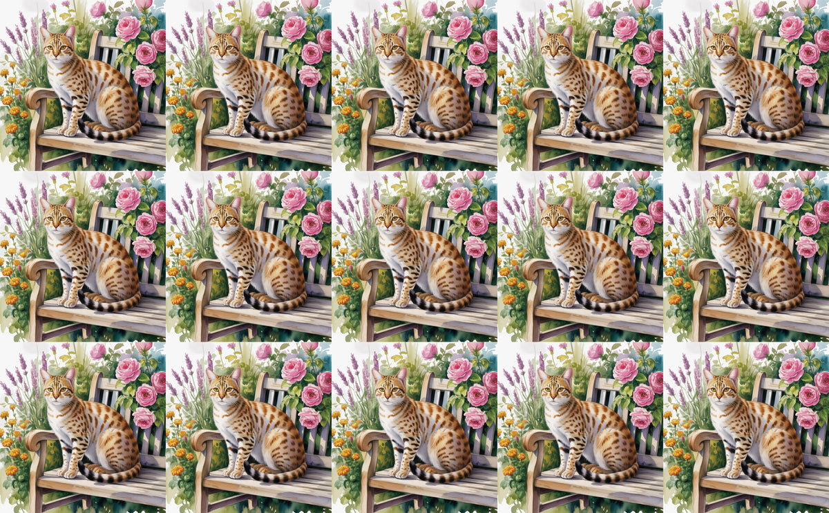 DecoCraft - Scenic Tiles Series - Watercolor Pets - Ocicat