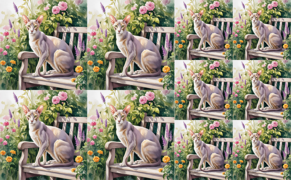 DecoCraft - Scenic Tiles Series - Watercolor Pets - Oriental Shorthair