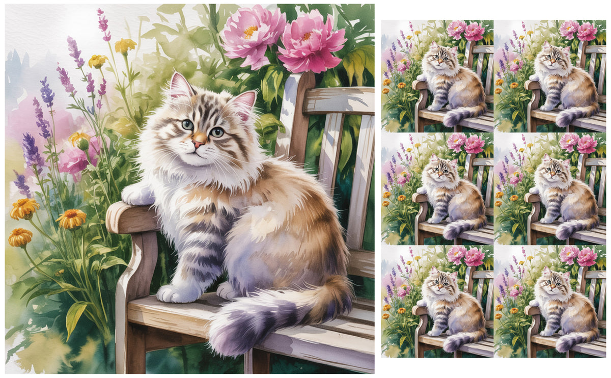 DecoCraft - Scenic Tiles Series - Watercolor Pets - Ragamuffin