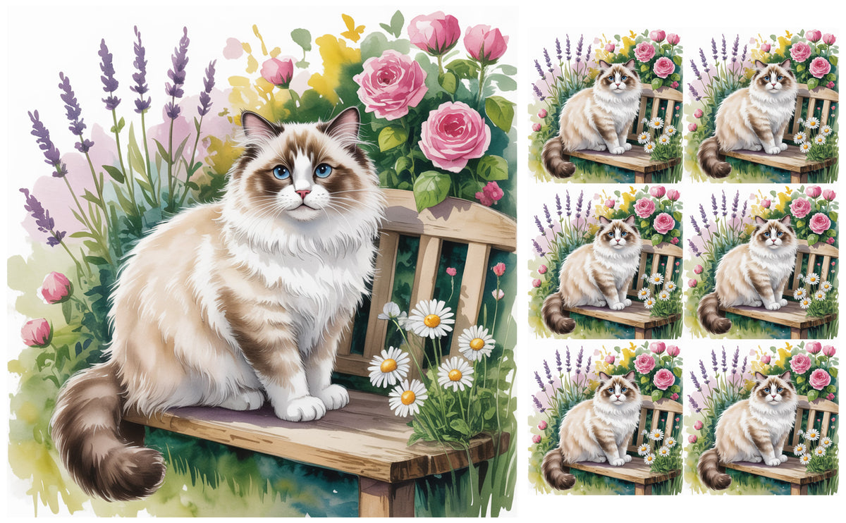 DecoCraft - Scenic Tiles Series - Watercolor Pets - Ragdoll