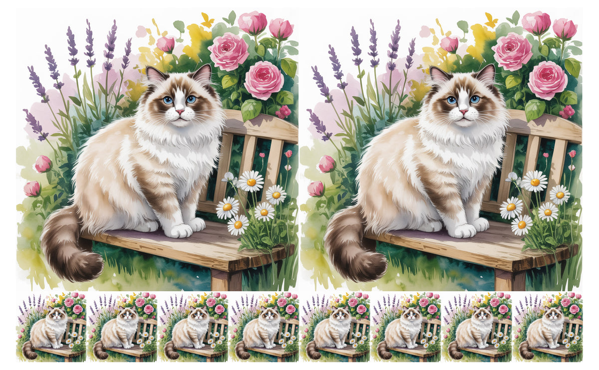 DecoCraft - Scenic Tiles Series - Watercolor Pets - Ragdoll