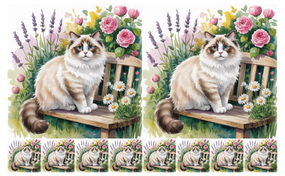 DecoCraft - Scenic Tiles Series - Watercolor Pets - Ragdoll