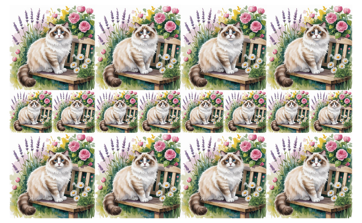 DecoCraft - Scenic Tiles Series - Watercolor Pets - Ragdoll