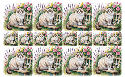 DecoCraft - Scenic Tiles Series - Watercolor Pets - Ragdoll