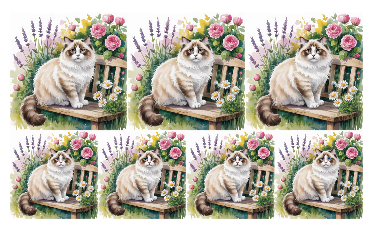 DecoCraft - Scenic Tiles Series - Watercolor Pets - Ragdoll