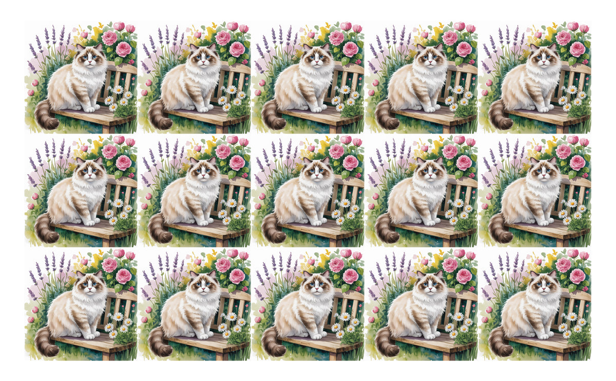DecoCraft - Scenic Tiles Series - Watercolor Pets - Ragdoll