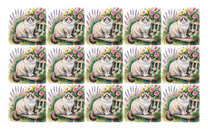 DecoCraft - Scenic Tiles Series - Watercolor Pets - Ragdoll