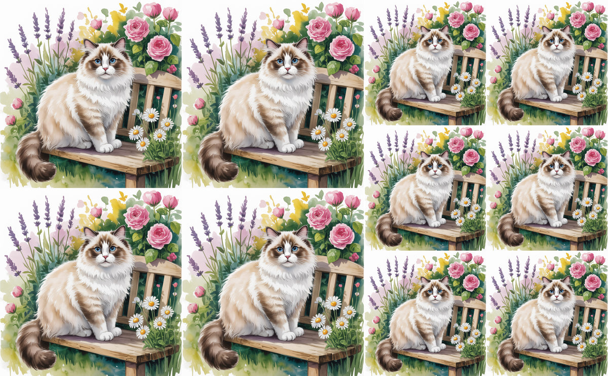 DecoCraft - Scenic Tiles Series - Watercolor Pets - Ragdoll