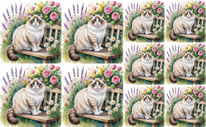 DecoCraft - Scenic Tiles Series - Watercolor Pets - Ragdoll