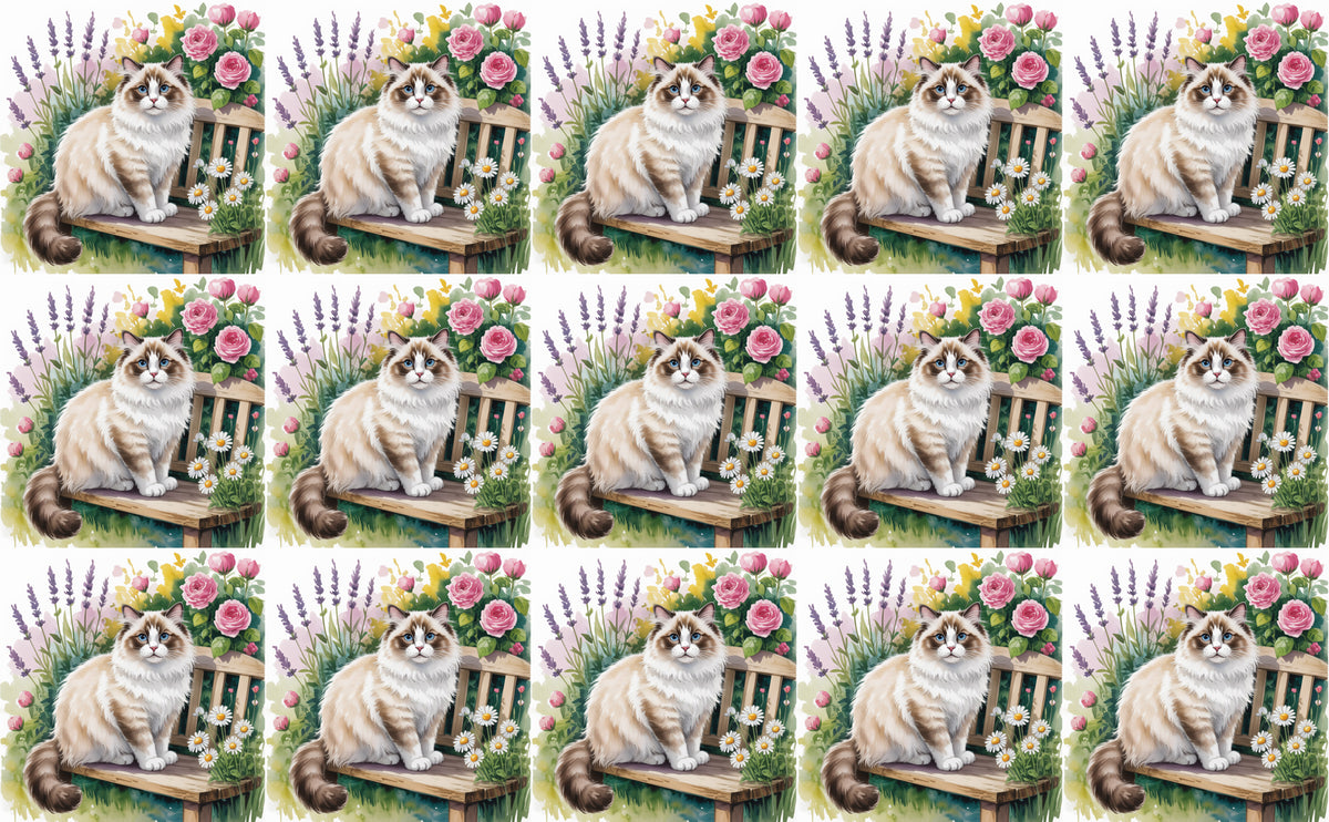DecoCraft - Scenic Tiles Series - Watercolor Pets - Ragdoll