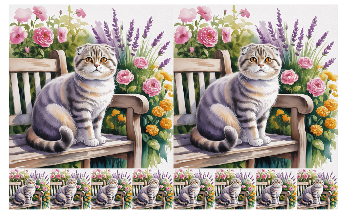 DecoCraft - Scenic Tiles Series - Watercolor Pets - Scottish Fold Cat