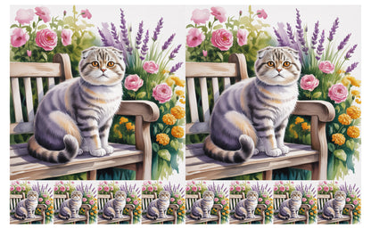 DecoCraft - Scenic Tiles Series - Watercolor Pets - Scottish Fold Cat