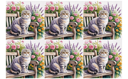 DecoCraft - Scenic Tiles Series - Watercolor Pets - Scottish Fold Cat
