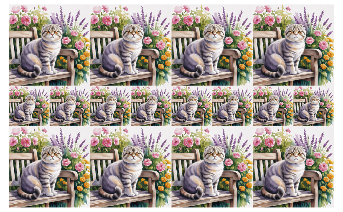 DecoCraft - Scenic Tiles Series - Watercolor Pets - Scottish Fold Cat