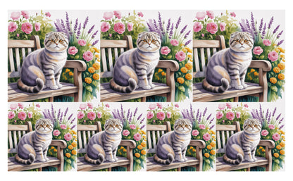 DecoCraft - Scenic Tiles Series - Watercolor Pets - Scottish Fold Cat