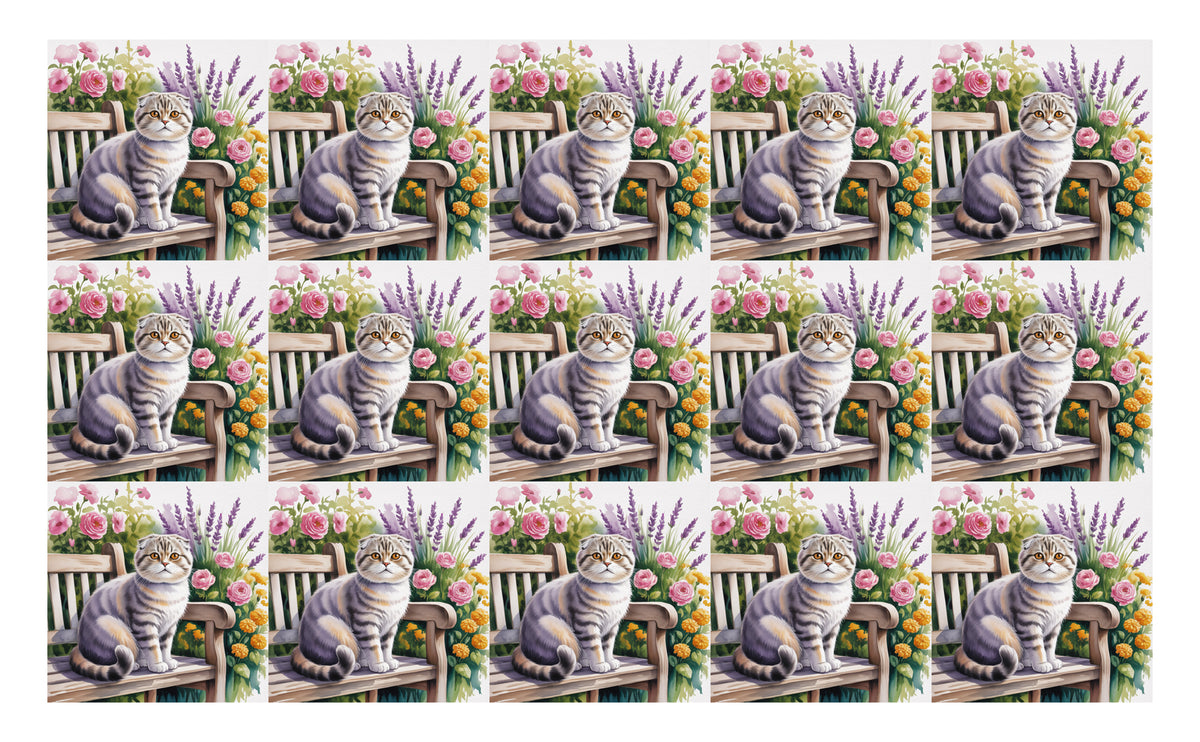 DecoCraft - Scenic Tiles Series - Watercolor Pets - Scottish Fold Cat