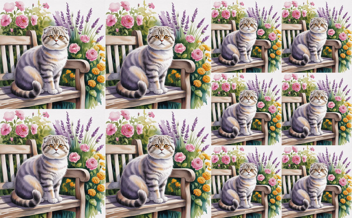 DecoCraft - Scenic Tiles Series - Watercolor Pets - Scottish Fold Cat