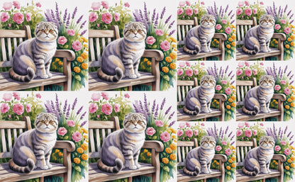 DecoCraft - Scenic Tiles Series - Watercolor Pets - Scottish Fold Cat