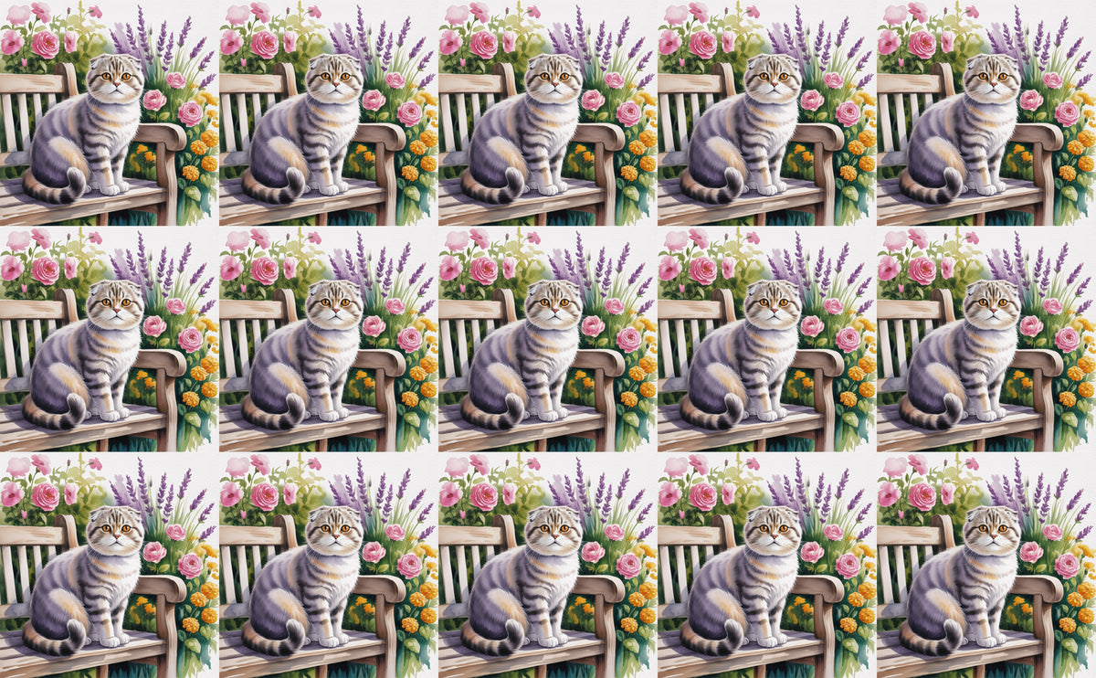 DecoCraft - Scenic Tiles Series - Watercolor Pets - Scottish Fold Cat