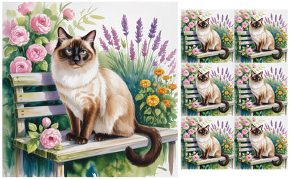 DecoCraft - Scenic Tiles Series - Watercolor Pets - Siamese