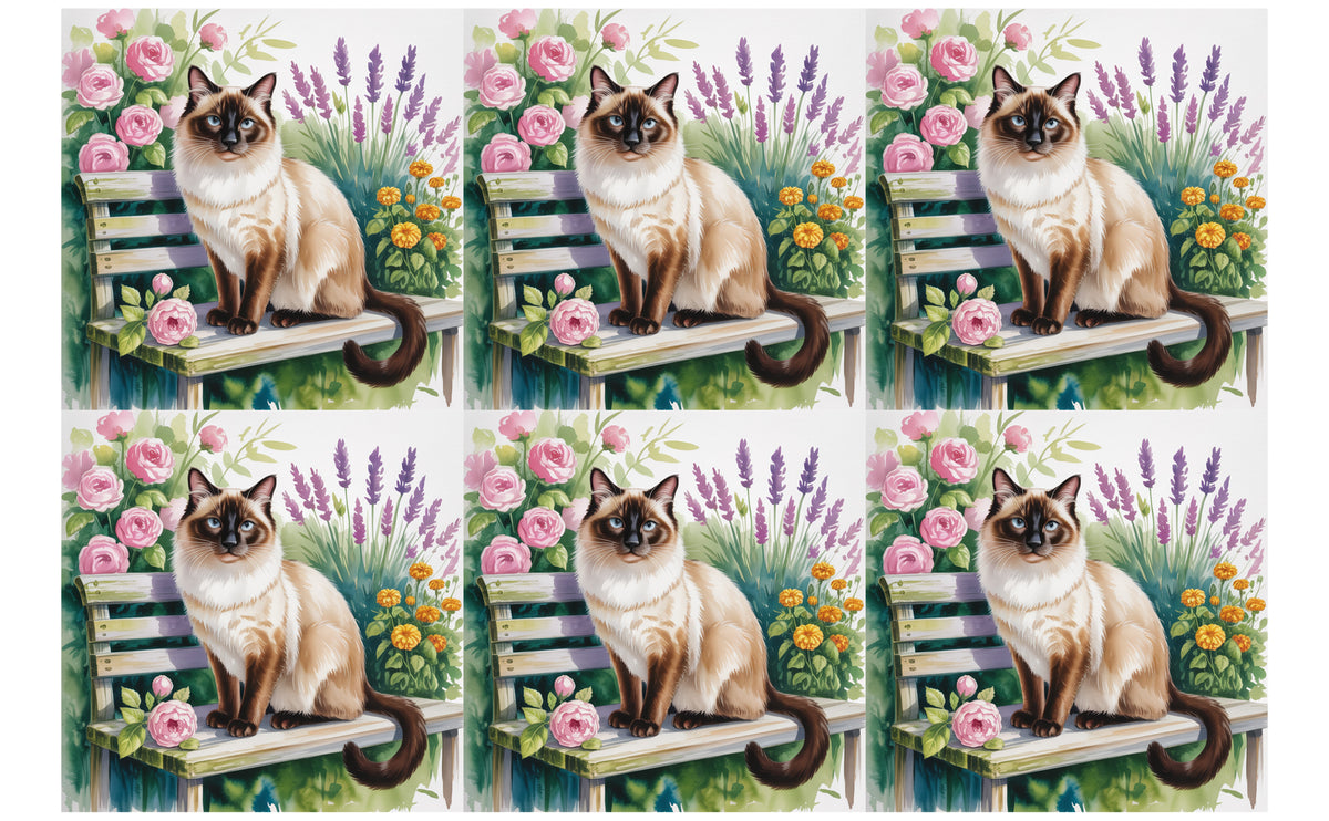 DecoCraft - Scenic Tiles Series - Watercolor Pets - Siamese