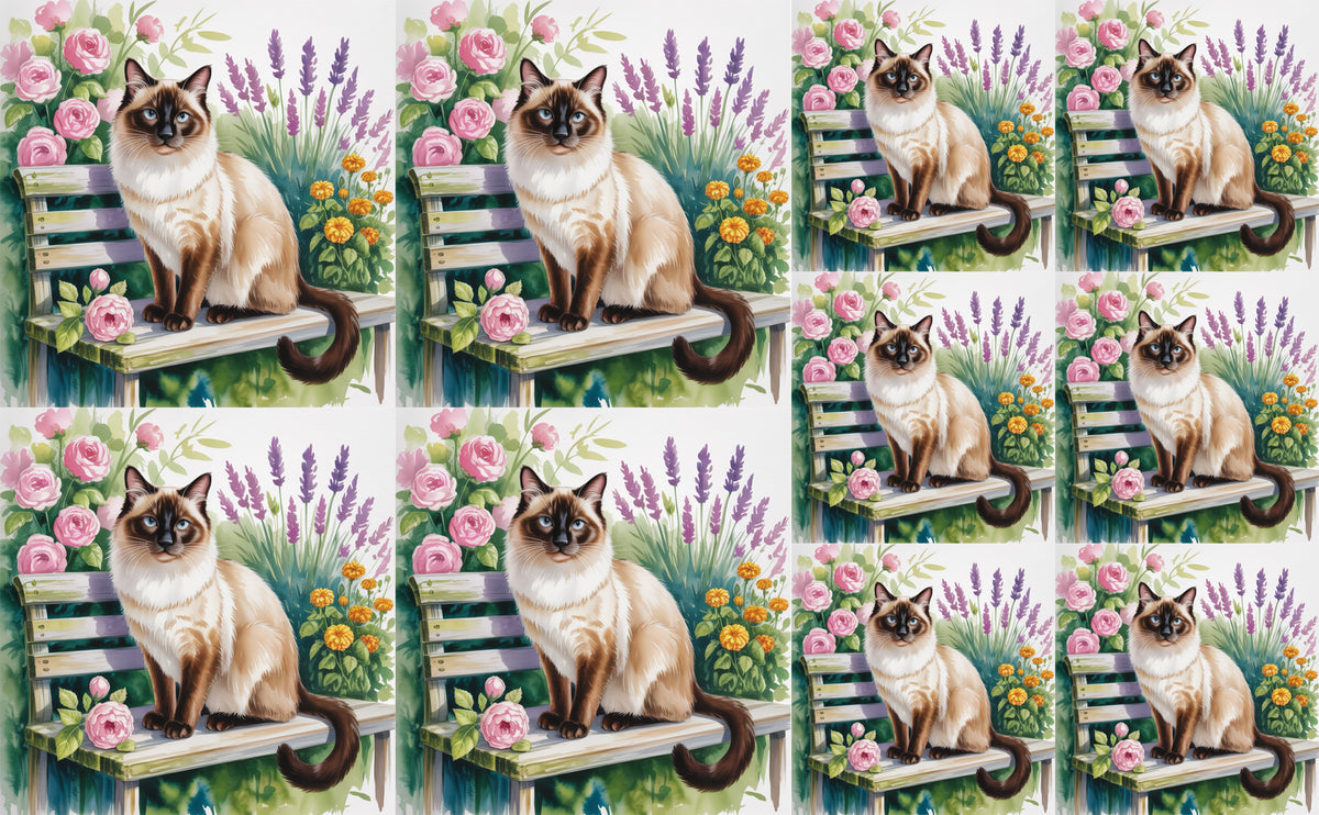 DecoCraft - Scenic Tiles Series - Watercolor Pets - Siamese