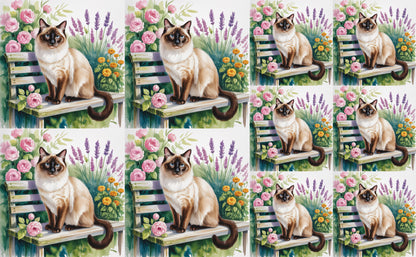 DecoCraft - Scenic Tiles Series - Watercolor Pets - Siamese