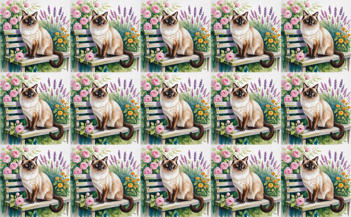 DecoCraft - Scenic Tiles Series - Watercolor Pets - Siamese