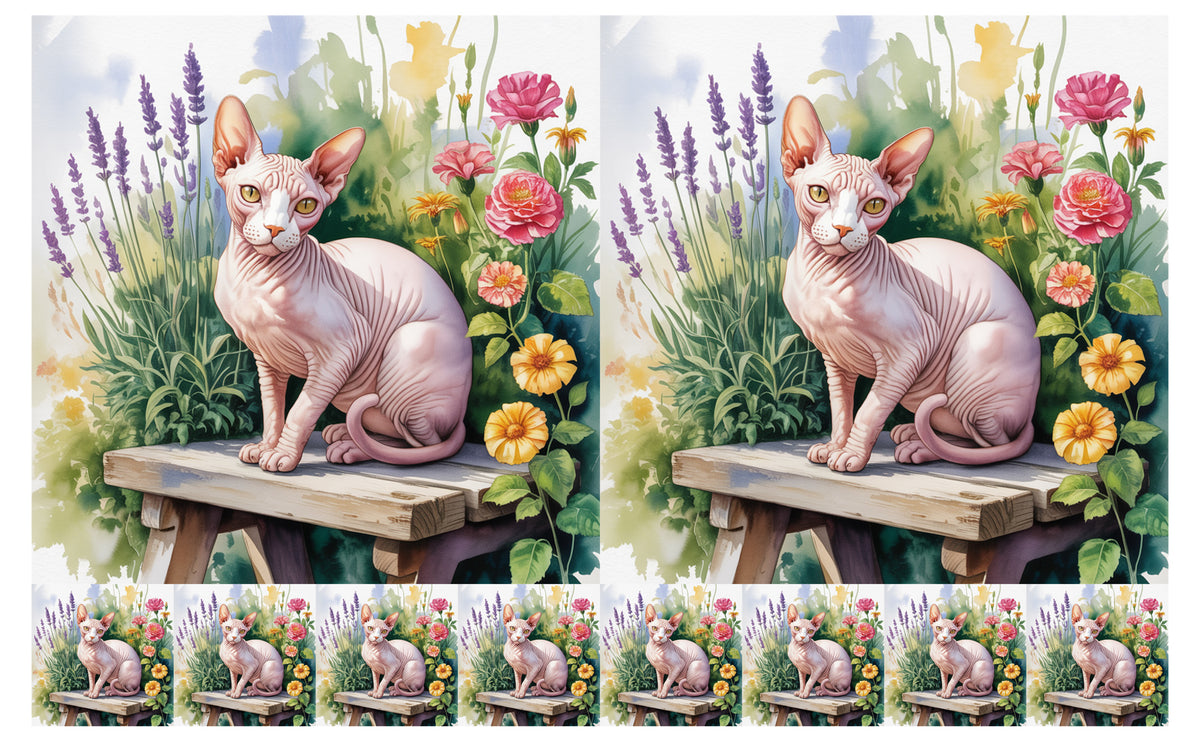DecoCraft - Scenic Tiles Series - Watercolor Pets - Sphynx