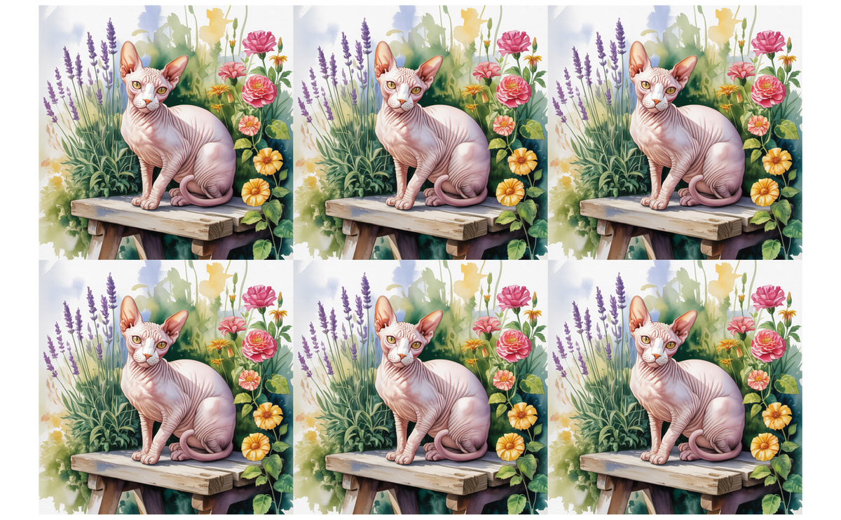 DecoCraft - Scenic Tiles Series - Watercolor Pets - Sphynx