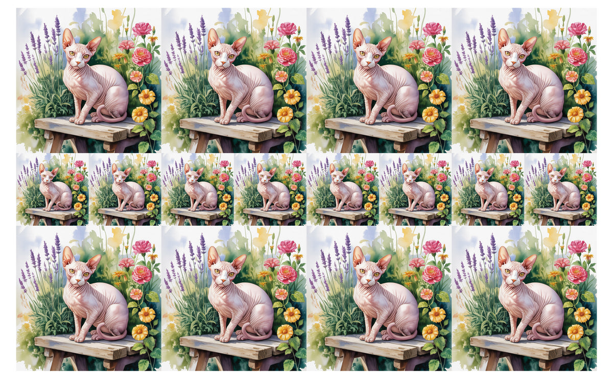 DecoCraft - Scenic Tiles Series - Watercolor Pets - Sphynx