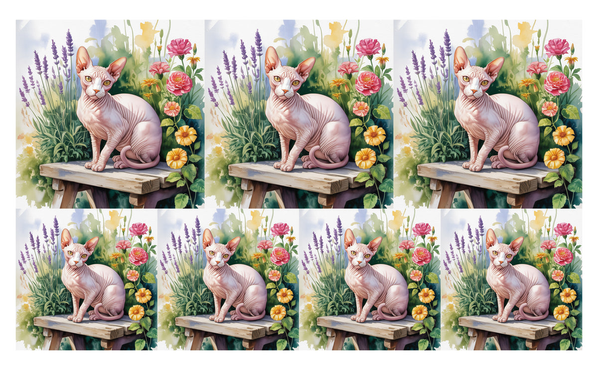 DecoCraft - Scenic Tiles Series - Watercolor Pets - Sphynx